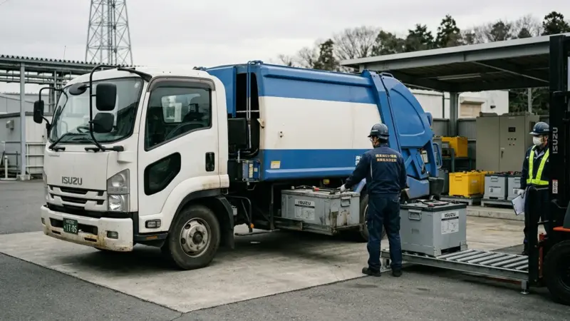 Isuzu ha messo le batterie intercambiabili sui camion dei rifiuti